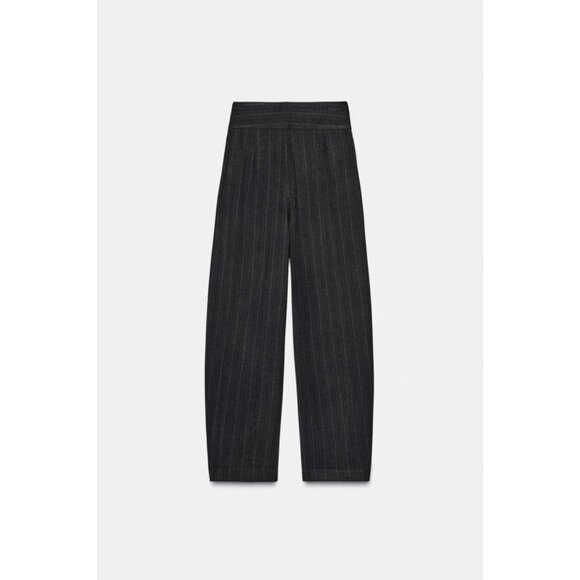 ZARA BALLOON STRIPED PLEATED TROUSERS - Picture 6 of 7